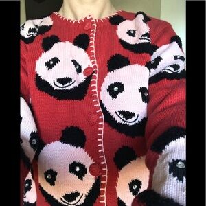 ❤️Rare Vintage 1980’s Panda Bear Sweater Cardigan